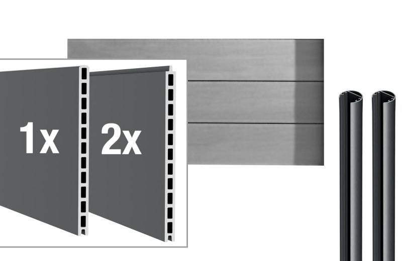 Aluminium Steckzaunprofil VIDUAL comp 300 WPC Füllung